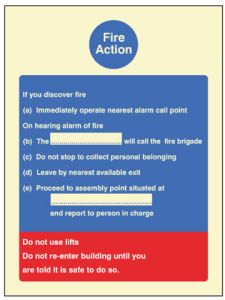 Fire Action standard (fire service dialled manually)