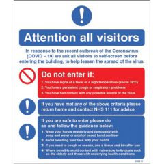 Coronavirus Sign - Attention All Visitors - Rigid