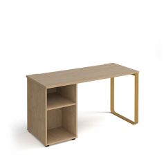 Cairo Sleigh Frame Desk with Support Pedestal Oak