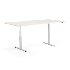 Modulus Height Adjustable Conference Table - Silver Frame - Birch Top