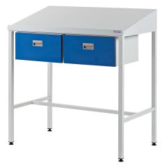 Team Leader Workstation with Sloping Top and 2 Single Drawers