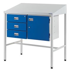 Team Leader Workstation with Sloping Top, 3 Drawers and 1 Cupboard
