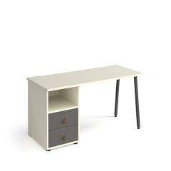 Sparta A-Frame White Desk with Grey Drawers