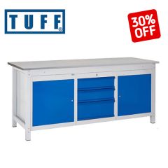 TUFF Heavy Duty Storage Workbench - 2 Cupboards & 3 Drawers - 30% off