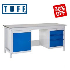 Tuff Heavy Duty Storage Workbench - 3 Drawers & Single Cupboard - 30% off
