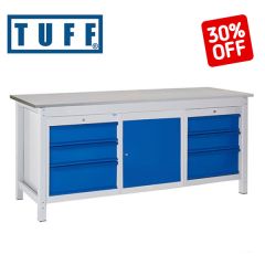 TUFF Heavy Duty Storage Workbench - 6 Drawers & Single Cupboard- 30% off