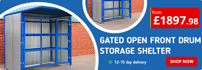 Gated Open Front Drum Storage Shelter