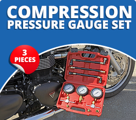 Motorcycle Compression & Fuel Pressure Gauge 3 piece set