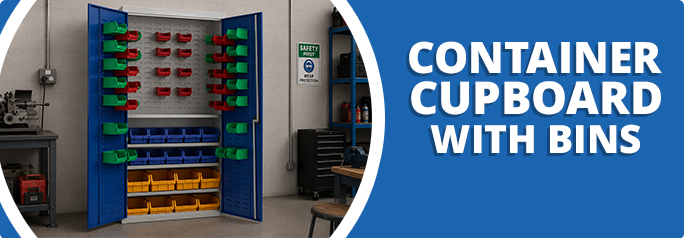 Armour Container Cupboard with 59 Mixed Bins