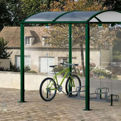 Action shot of cycle shelter outside
