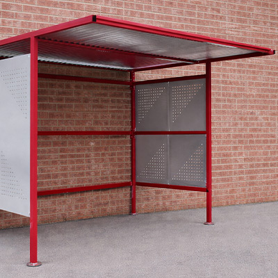 Open-back Traditional Cycle Shelter against a wall