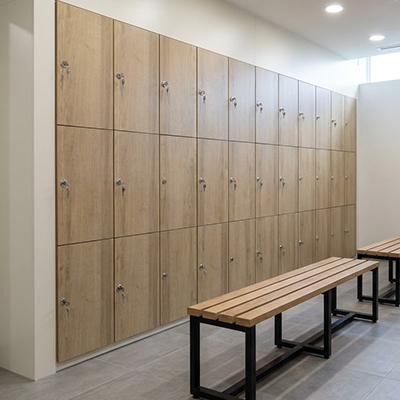 3 Compartment Sports & Gym Laminate Lockers with Oak finish