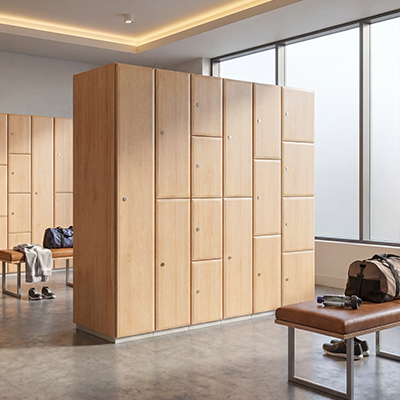 Timber Effect Lockers in gym environment