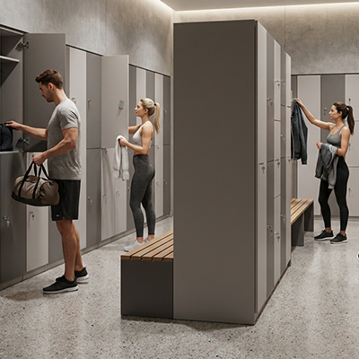 Sports & Gym Laminate Lockers in use