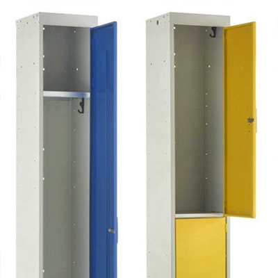 Close up of inside single-door and 2-door locker compartments