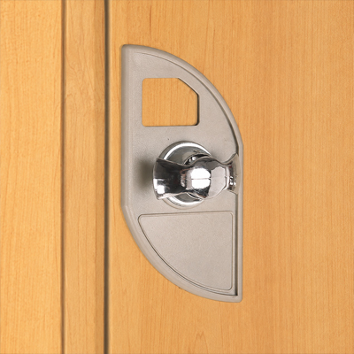 Close-up of swivel latch lock