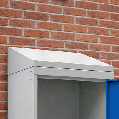 Close up of sloping top accessory for lockers