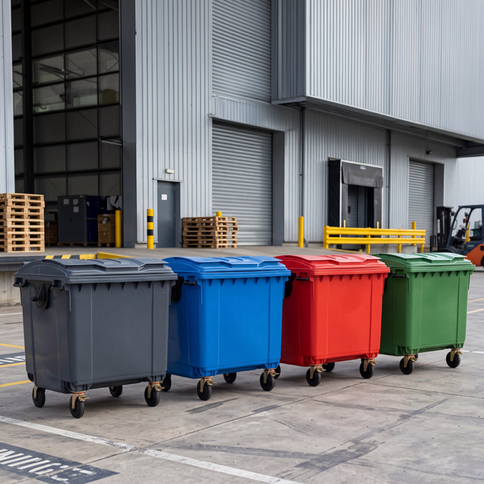 TUFF 1100 Litre Wheelie Bins in different colours